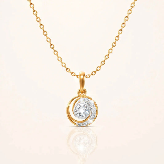 9KT Gold Lab Grown Diamond Halo Pendant Necklace | Tvayi