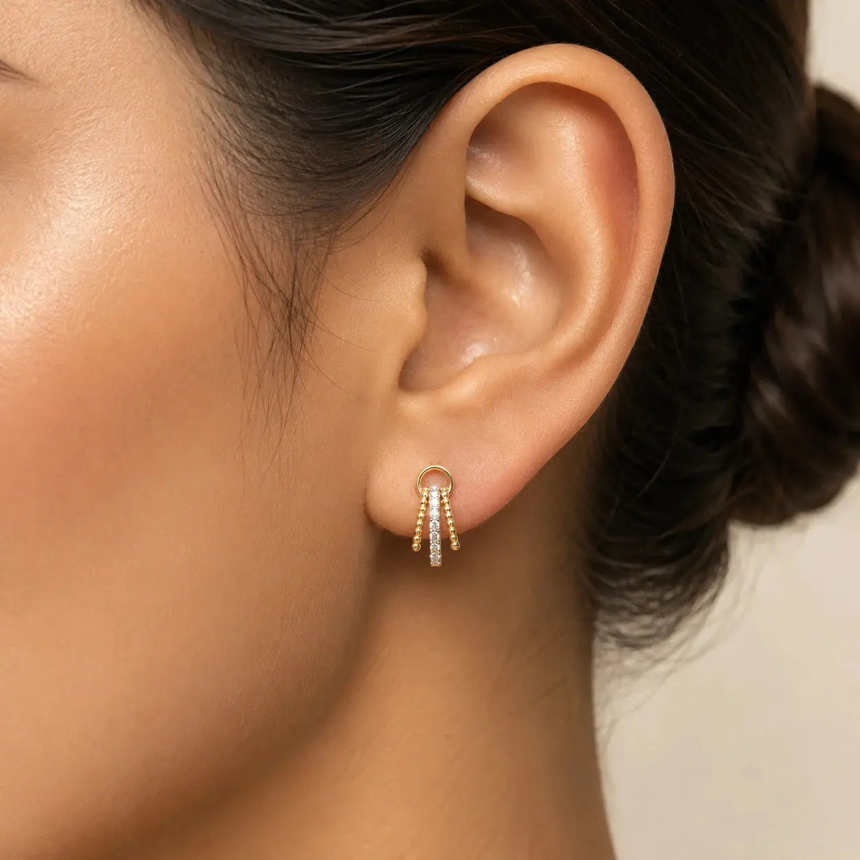 9KT Gold Lab Grown Diamond Hoop Drop Earrings | Tvayi