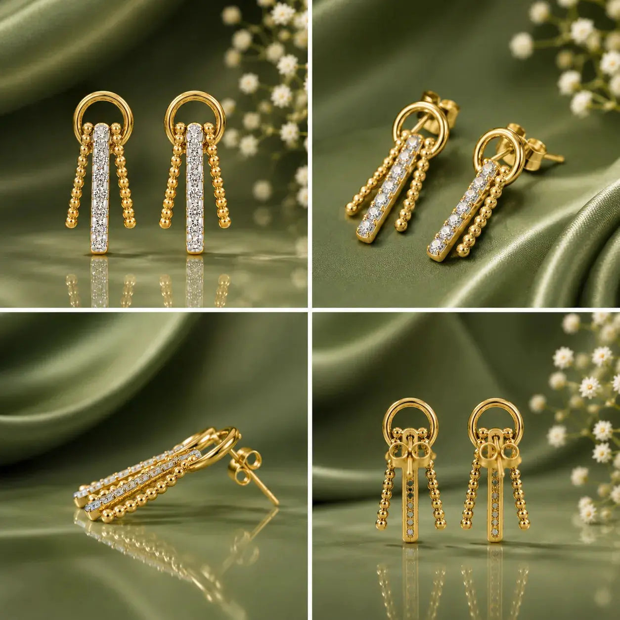 9KT Gold Lab Grown Diamond Hoop Drop Earrings | Tvayi