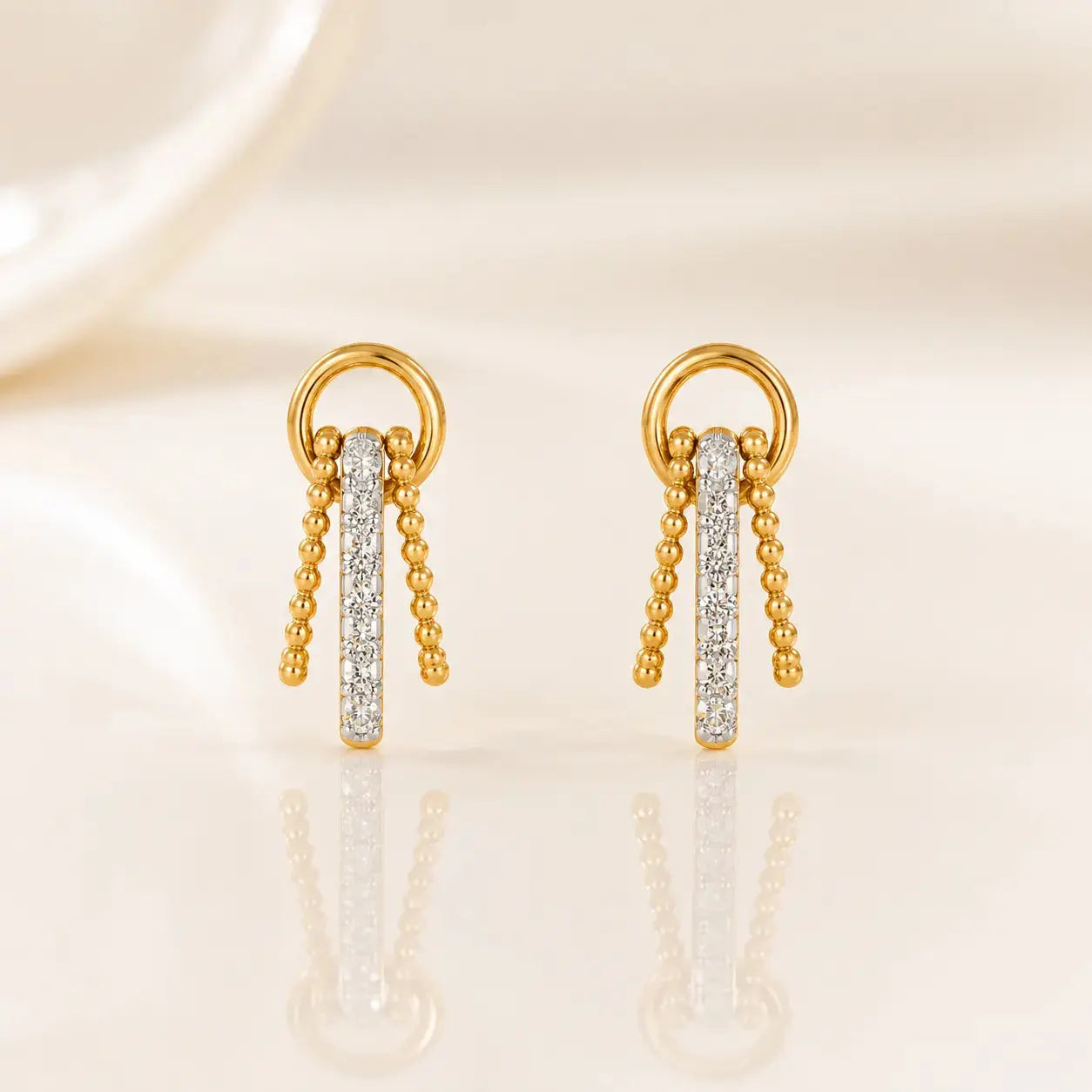 9KT Gold Lab Grown Diamond Hoop Drop Earrings | Tvayi