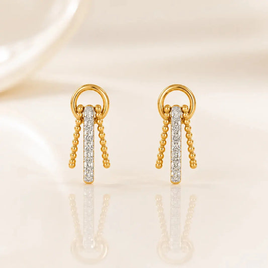 9KT Gold Lab Grown Diamond Hoop Drop Earrings | Tvayi