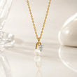 9KT Gold Lab Grown Diamond & Pearl Pendant Necklace | Tvayi