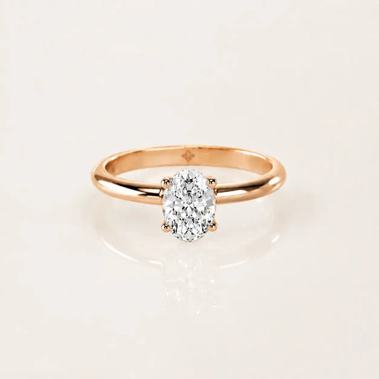9KT Gold Lab Grown Diamond Solitaire Ring for Women | Oval Cut Engagement Ring | Tvayi