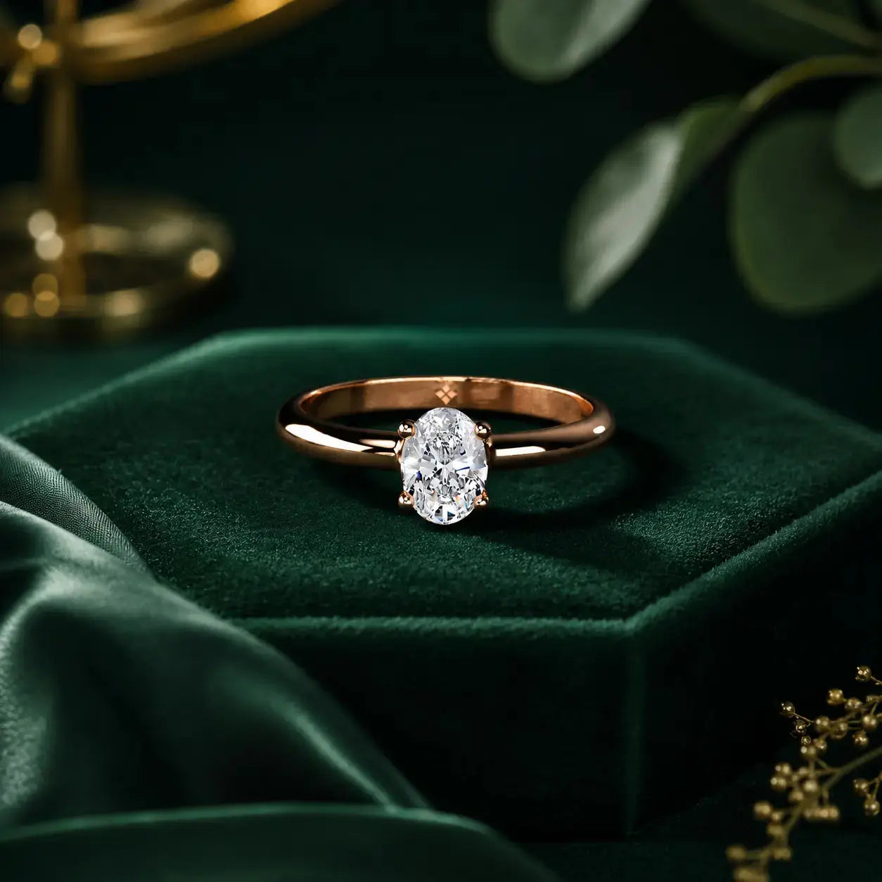 9KT Gold Lab Grown Diamond Solitaire Ring for Women | Oval Cut Engagement Ring | Tvayi
