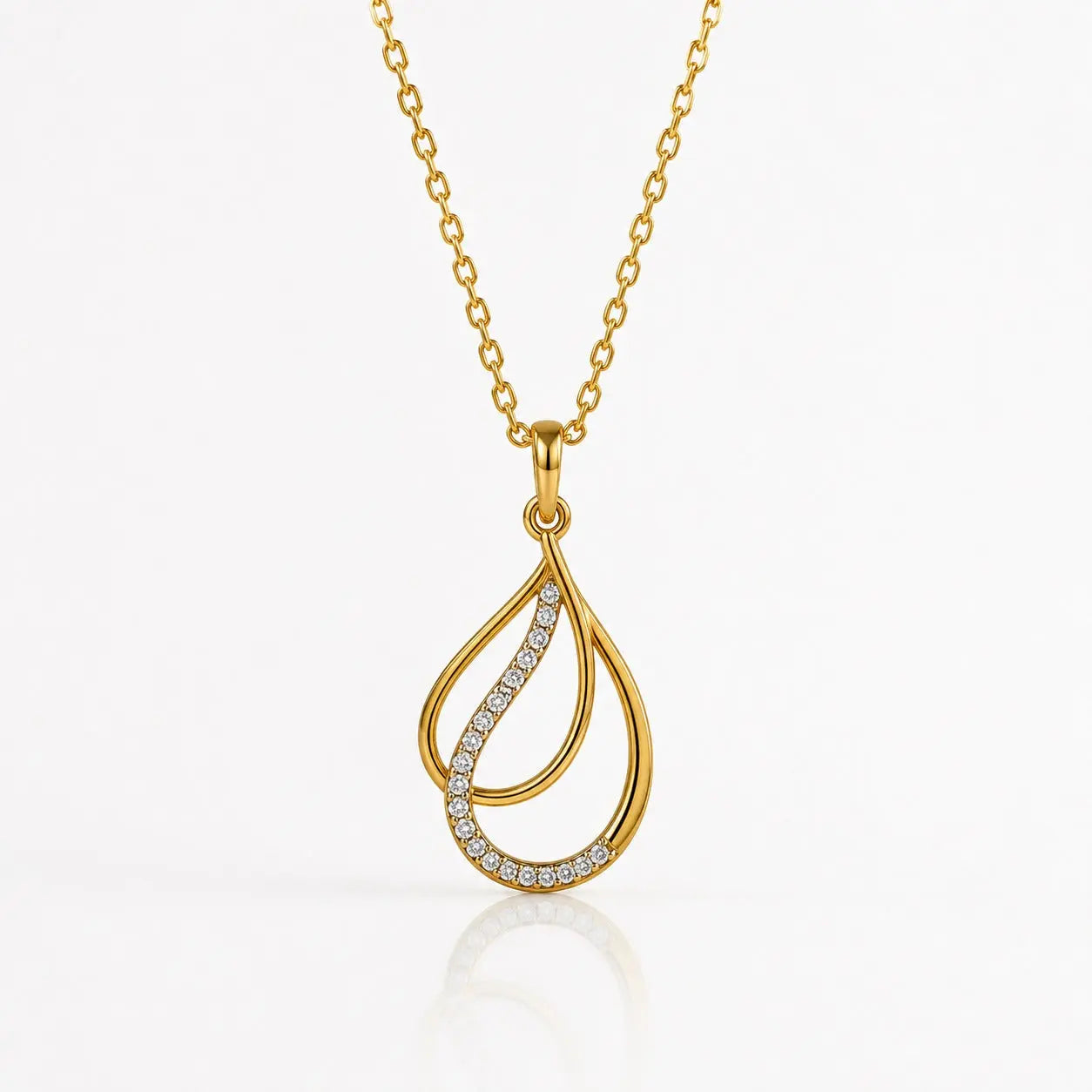 9KT Gold Lab Grown Diamond Teardrop Pendant Necklace for Women | Elegant Gold Diamond Pendant | Tvayi