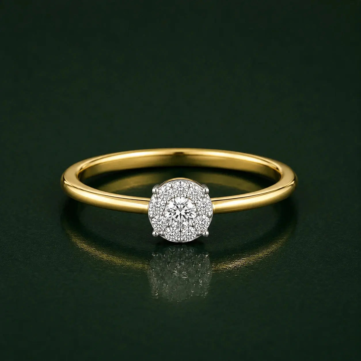 9KT Gold Solitaire Halo Lab Grown Diamond Ring for Women | Minimal Engagement Ring | Tvayi