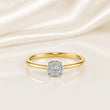 9KT Gold Solitaire Halo Lab Grown Diamond Ring for Women | Minimal Engagement Ring | Tvayi