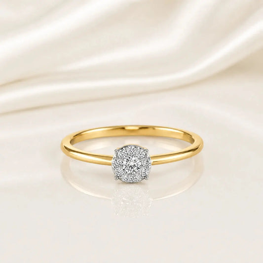9KT Gold Solitaire Halo Lab Grown Diamond Ring for Women | Minimal Engagement Ring | Tvayi