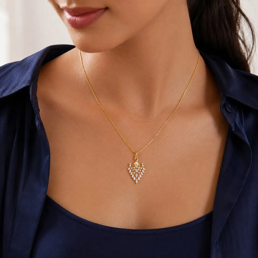9KT Real Gold Lab Grown Diamond Peacock Pendant Necklace for Women | Elegant Fine Jewelry | Tvayi