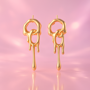 Abstract Gold Drip Dangle Earrings | 18K Gold Vermeil Demi-Fine Jewellery | Tvayi