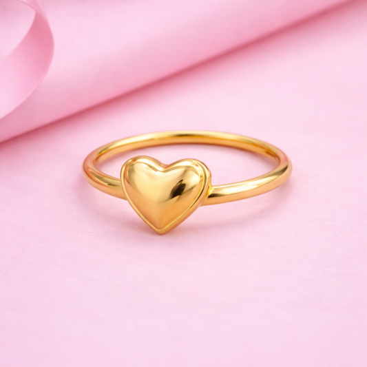 Amora Glow Heart Ring – Gold Plated Love Ring for Women | Demi-Fine Jewellery | Tvayi