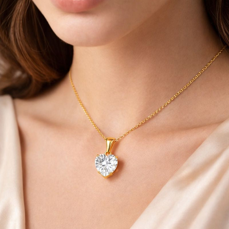 Amora Heart Solitaire Pendant – 18K Gold Plated Demi-Fine Jewellery | Tvayi