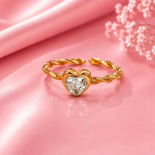 Amour Heart Adjustable Ring – 18K Gold Plated Tvayi