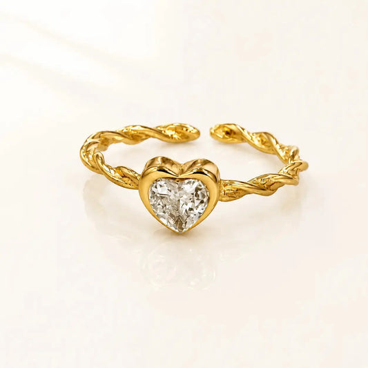 Amour Heart Adjustable Ring – 18K Gold Plated Tvayi