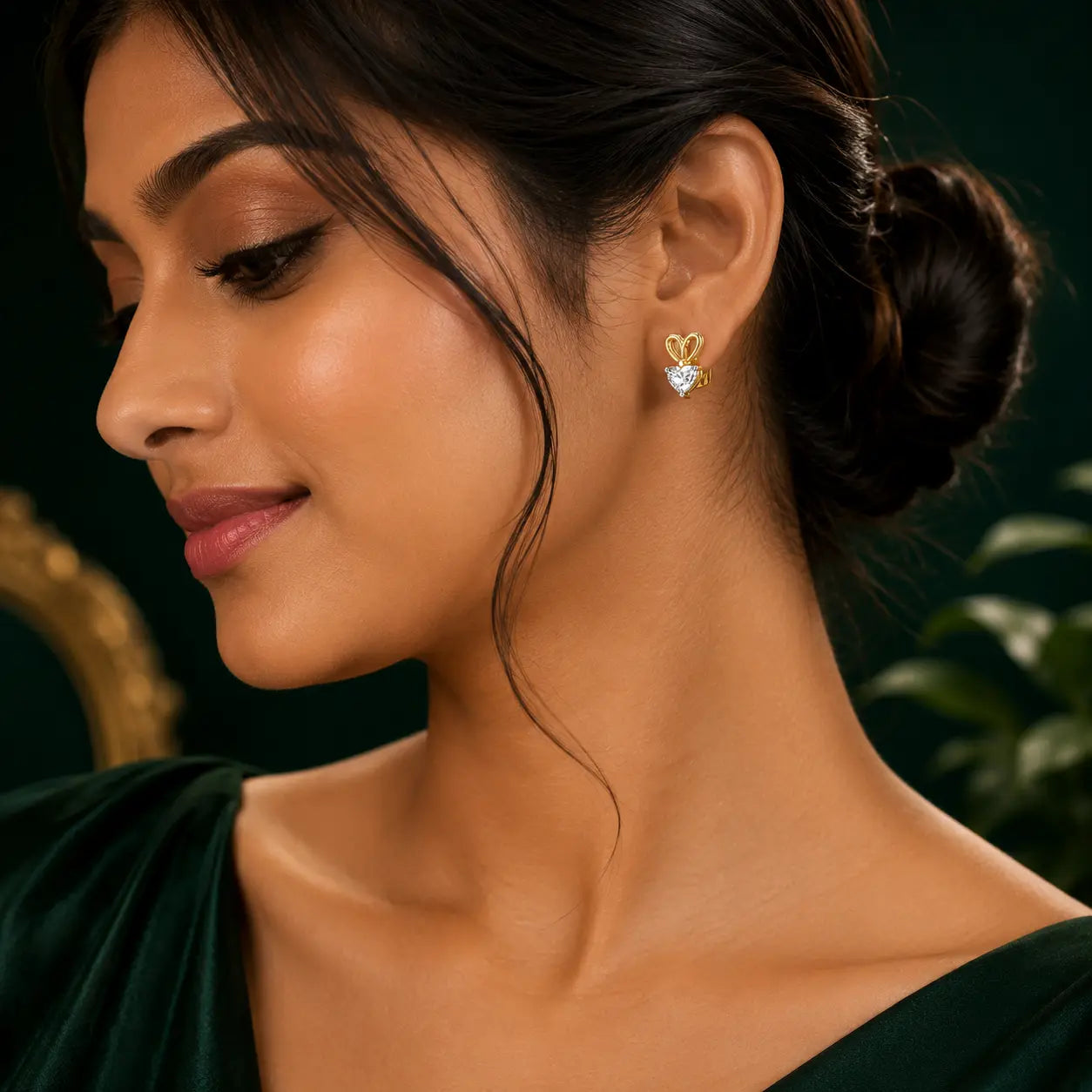 Amour Heart Diamond Stud Earrings in 9KT Gold | Tvayi
