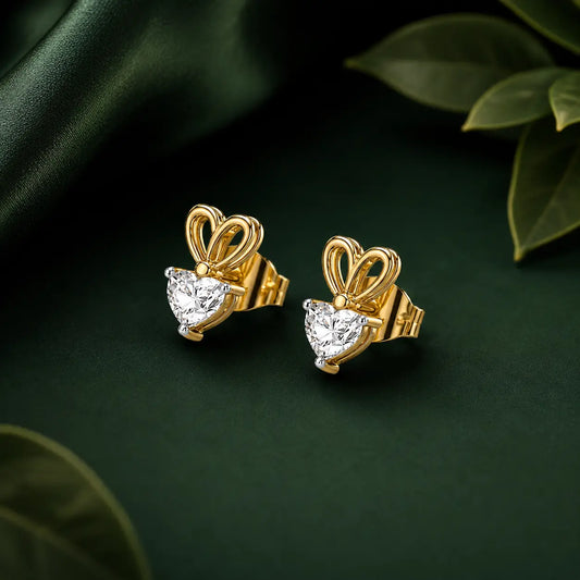 Amour Heart Diamond Stud Earrings in 9KT Gold | Tvayi