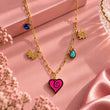 Amour Pop Colourful Gold Plated Charm Necklace on luxury pink background – TVAYI