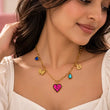 Indian woman wearing Amour Pop 18K Gold Plated Multi Charm Necklace – TVAYI