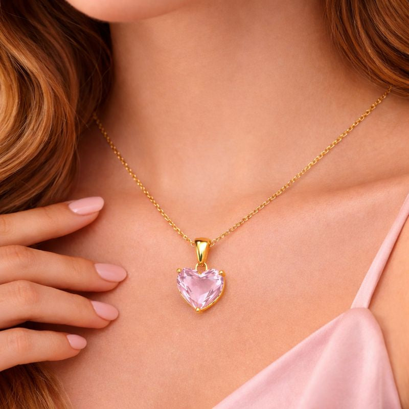 The Blush Heart Gold Pendant Necklace | Tvayi
