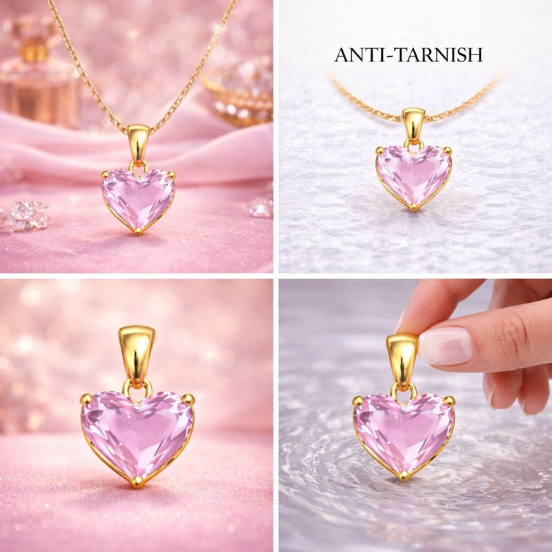 The Blush Heart Gold Pendant Necklace | Tvayi