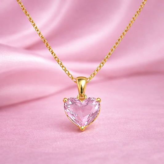 Amoura Blush Heart Necklace – 18K Gold Plated Premium Demi-Fine Jewellery Gift for Her | Tvayi