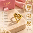 Amoura Gold Plated Heart Ring on luxury pink setup with TVAYI jewellery box