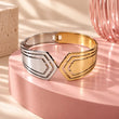 Gold and Silver Geometric Cuff Bracelet for Women