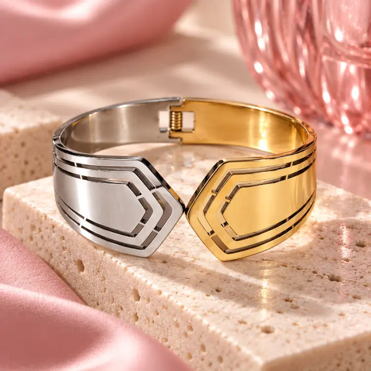 Anti Tarnish Gold and Silver Cuff Bracelet