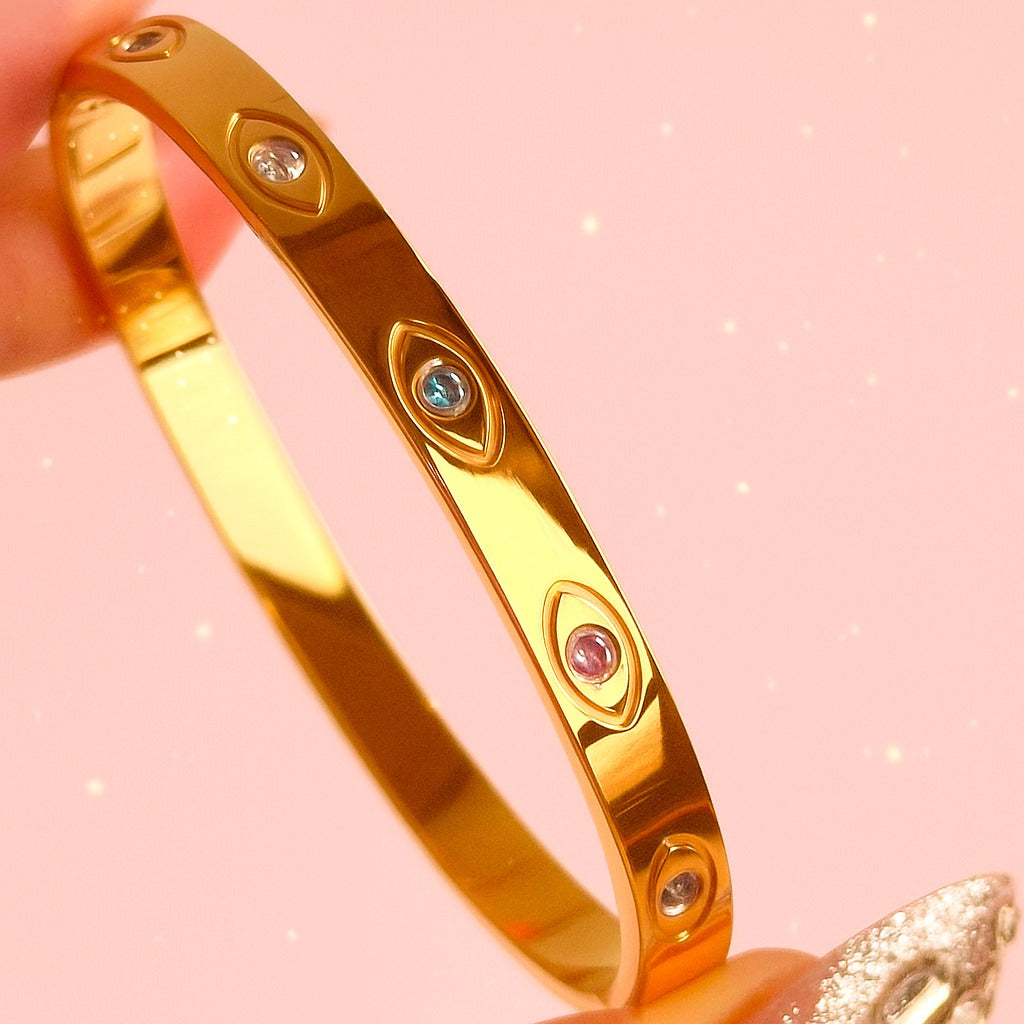 Aura Luxe Multicolor Evil Eye Bangle | Tvayi