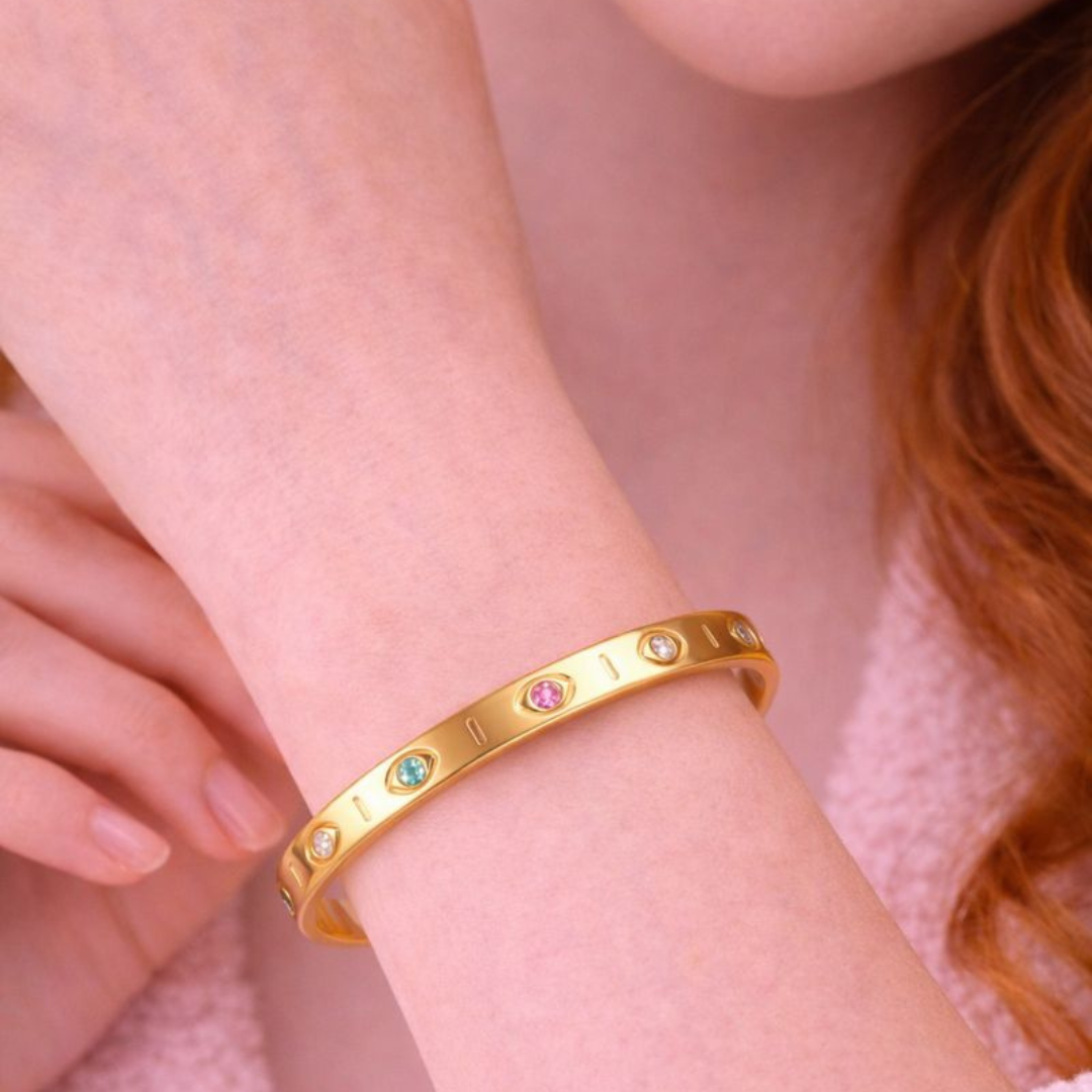 Aura Luxe Multicolor Evil Eye Bangle | Tvayi