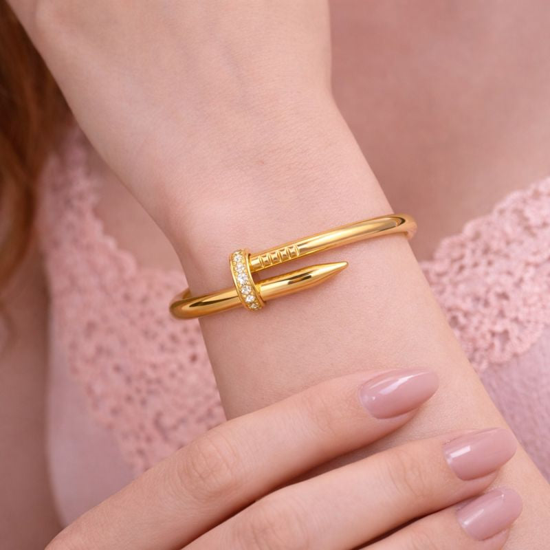 Aurelia Nail Cuff Bracelet – 18K Gold Plated Adjustable Bracelet for Women | Tvayi
