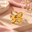 Aurelia Bloom 18K gold plated adjustable flower ring for women by TVAYI