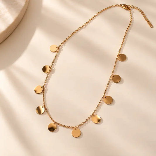 Aurelia 18K Gold Plated Disc Charm Necklace for Women
