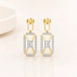 Aurora Emerald-Cut Diamond Drop Earrings in 9KT Gold | Tvayi