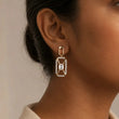 Aurora Emerald-Cut Diamond Drop Earrings in 9KT Gold | Tvayi