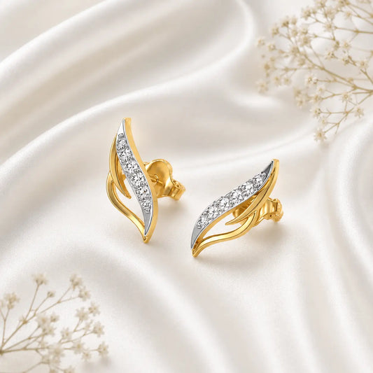 Aurora Leaf Lab-Grown Diamond Stud Earrings | Tvayi