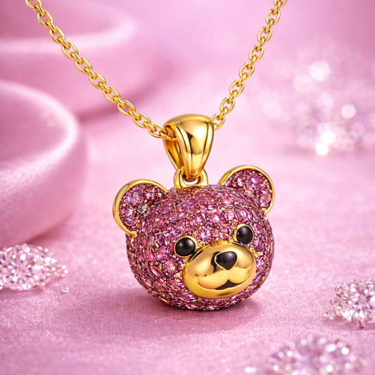 Bear Head Pendant Necklace – 18K Gold Plated Demi-Fine Jewellery for Women | Anti-Tarnish & Hypoallergenic | Tvayi