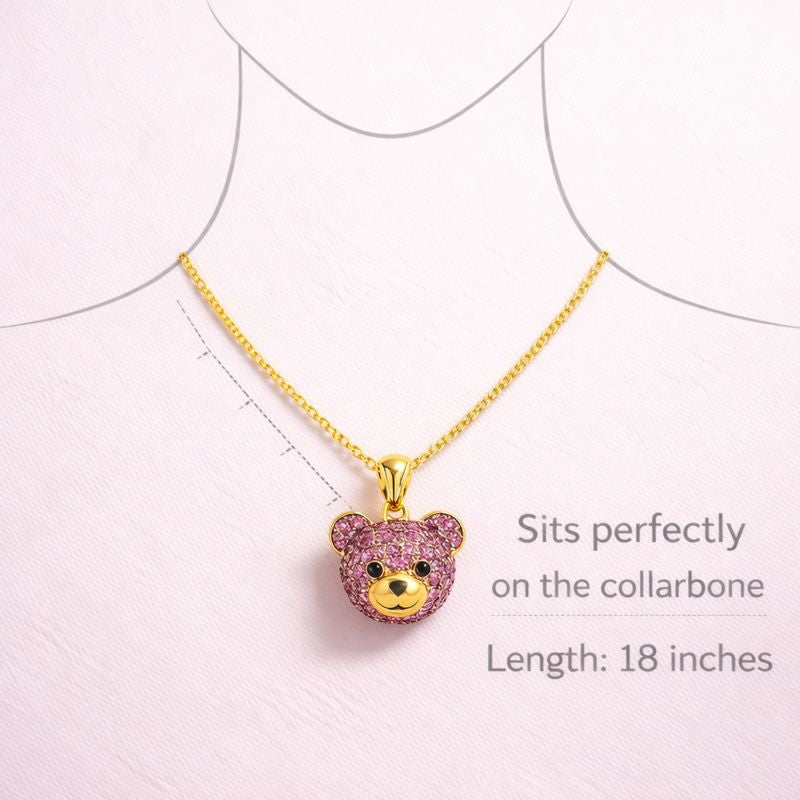 Bear Head Pendant Necklace – 18K Gold Plated Demi-Fine Jewellery for Women | Anti-Tarnish & Hypoallergenic | Tvayi