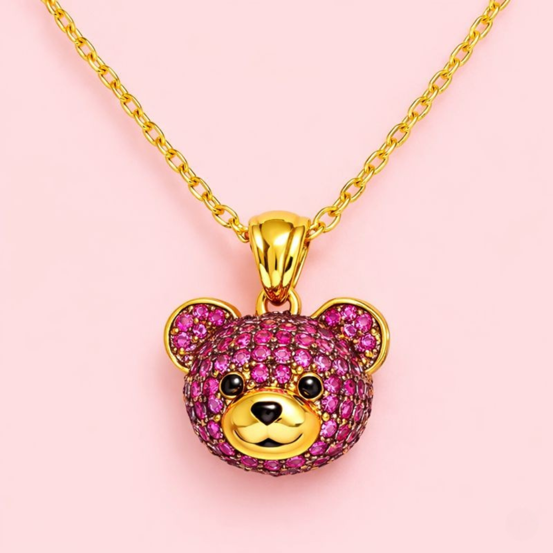 Bear Head Pendant Necklace – 18K Gold Plated Demi-Fine Jewellery for Women | Anti-Tarnish & Hypoallergenic | Tvayi