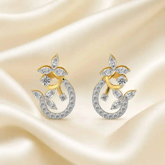 Bloom Grace Floral Diamond Earrings | Tvayi