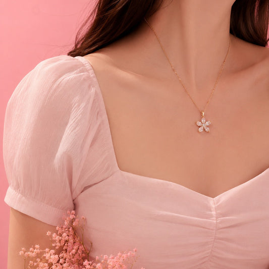 Blossom Spark Pendant Necklace for Women – Elegant Floral Crystal Necklace