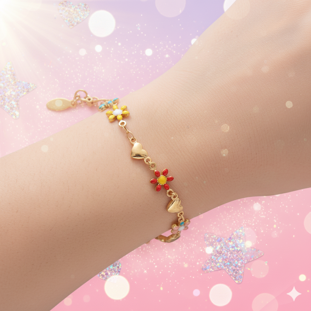 Blossom Hearts Charm Bracelet – Gold Plated Demi Fine Jewellery | Tvayi