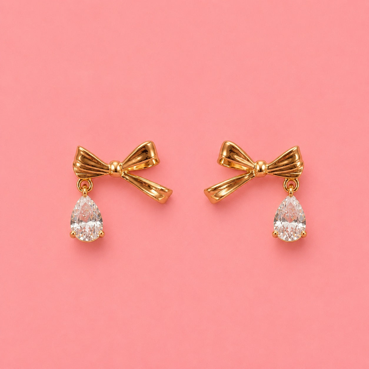 Bow Crystal Drop Earrings for Women – Luxury Rose Gold Finish | Tvayi
