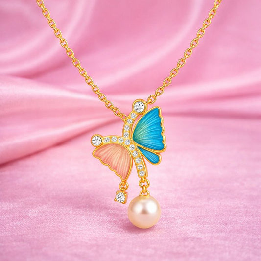 Butterfly pearl neckless - Demi-Fine Gold VermeilJewellery | Tvayi