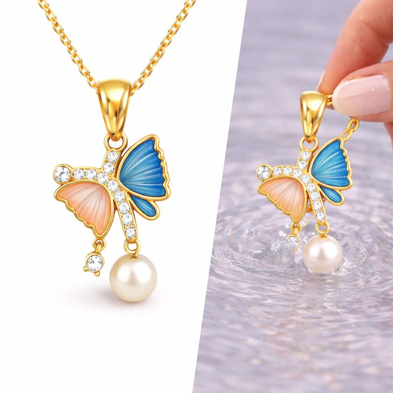 Butterfly pearl neckless - Demi-Fine Gold VermeilJewellery | Tvayi