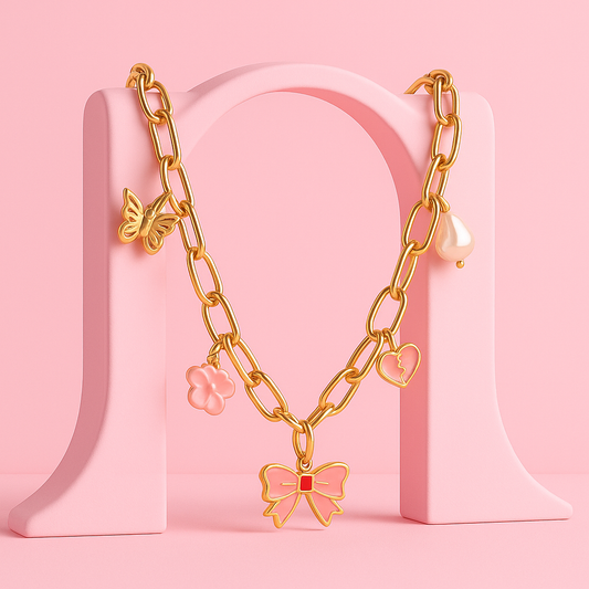 Butterfly Kiss Bow Necklace with Charm | Tvayi