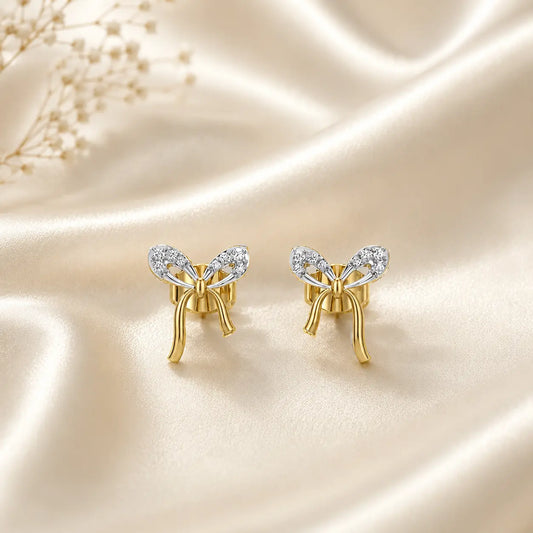 Celeste Bow Lab Grown Diamond Earrings – 9KT Gold | Tvayi