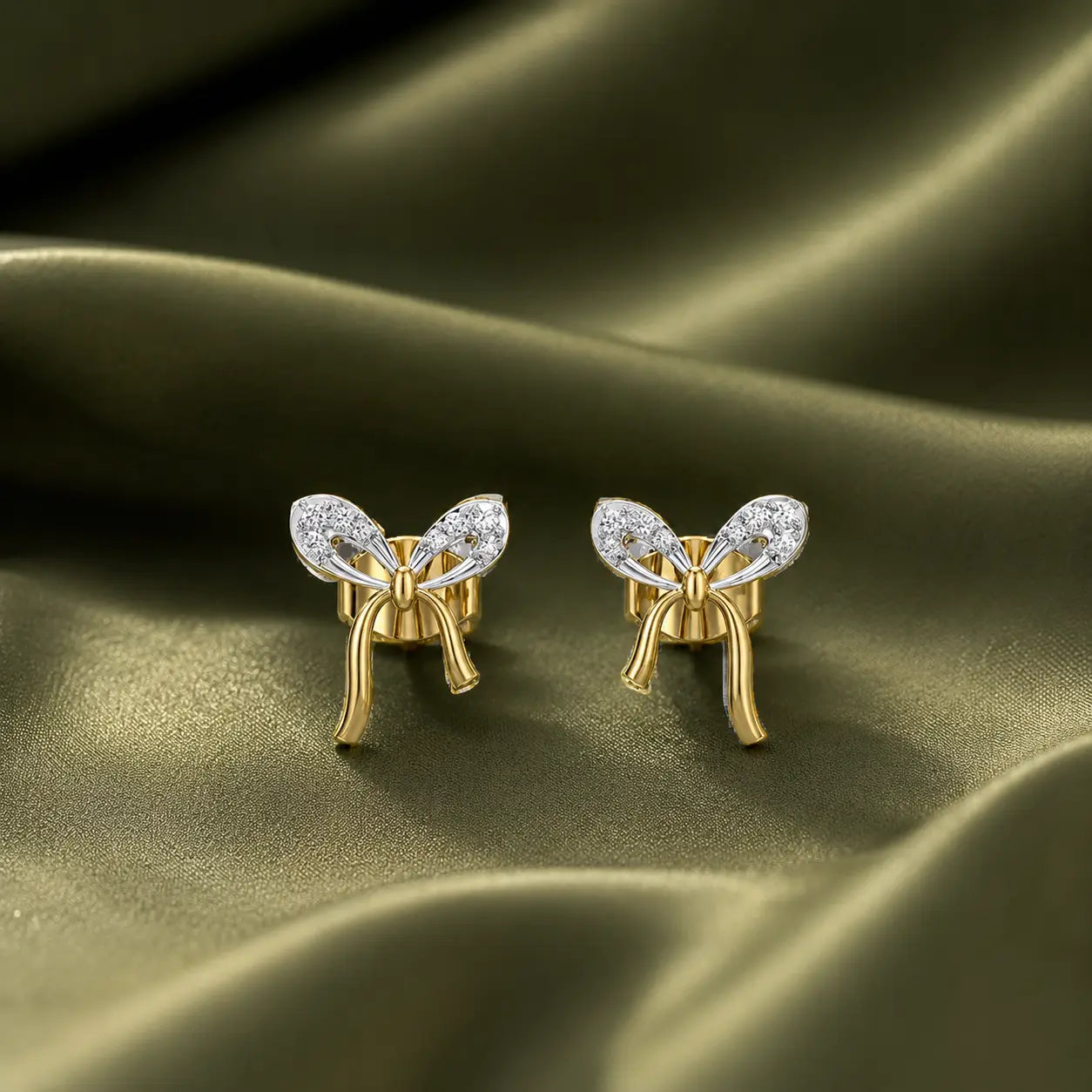 Celeste Bow Lab Grown Diamond Earrings – 9KT Gold | Tvayi