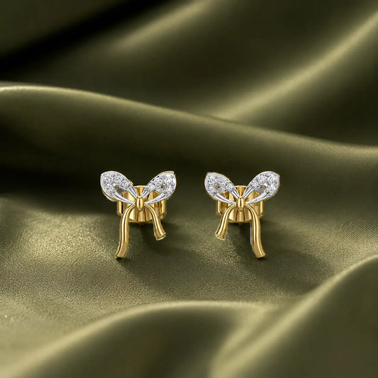 Celeste Bow Lab Grown Diamond Earrings – 9KT Gold | Tvayi