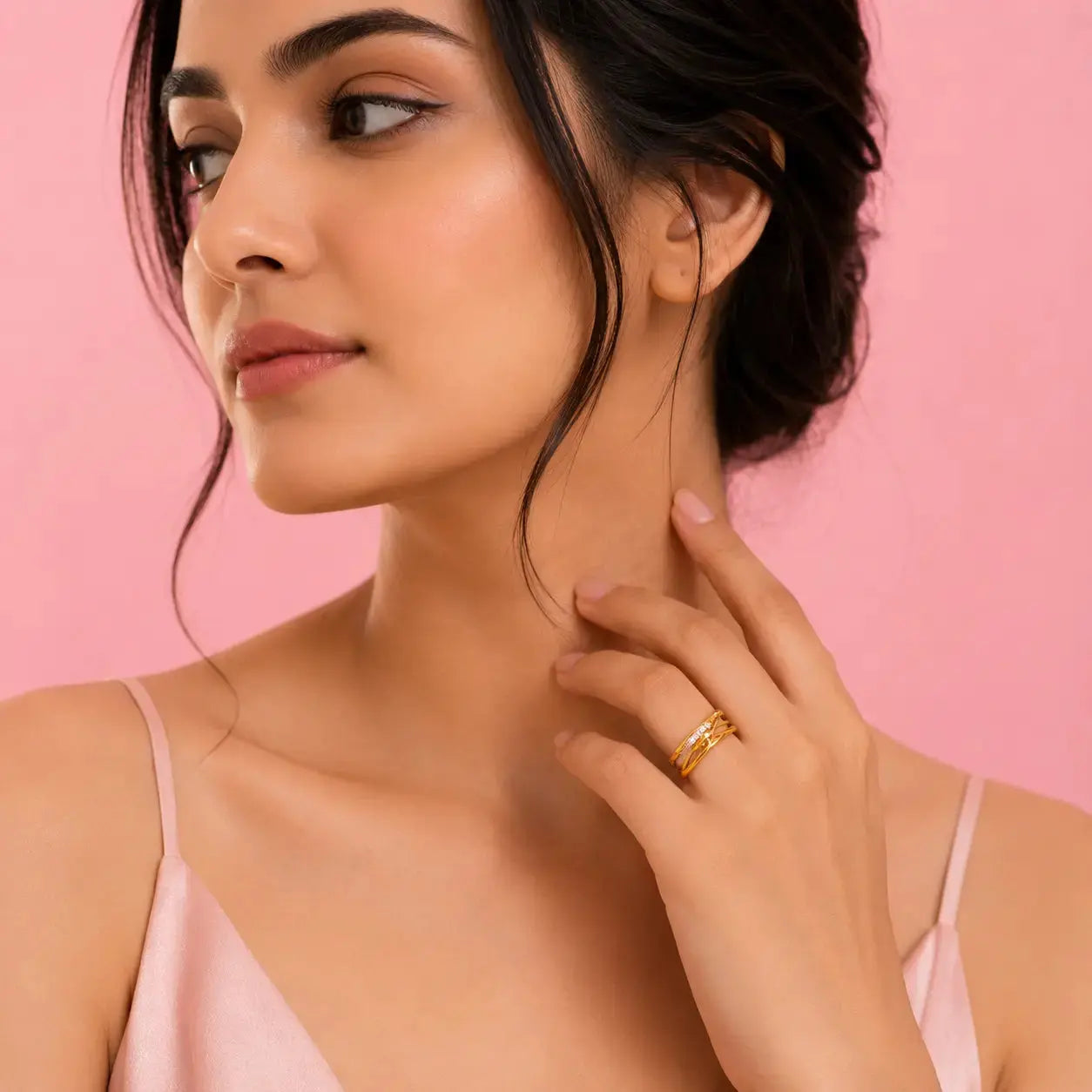 Celeste Crossover 18k gold plated ring | Tvayi